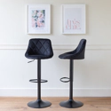 Lot de 2 tabourets de bar en velours noir ROBIN